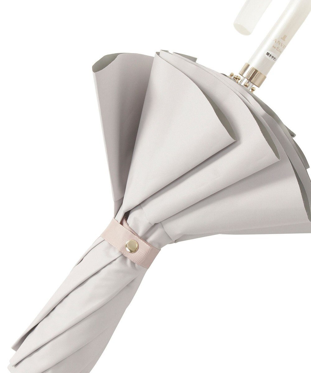 MOONBAT 【1級遮光/遮熱/UV】LANVIN en Bleu (ランバン オン ブルー)晴雨兼用日傘 ラッフルフリル 無地 チャーム付き 折りたたみ傘 楽折 