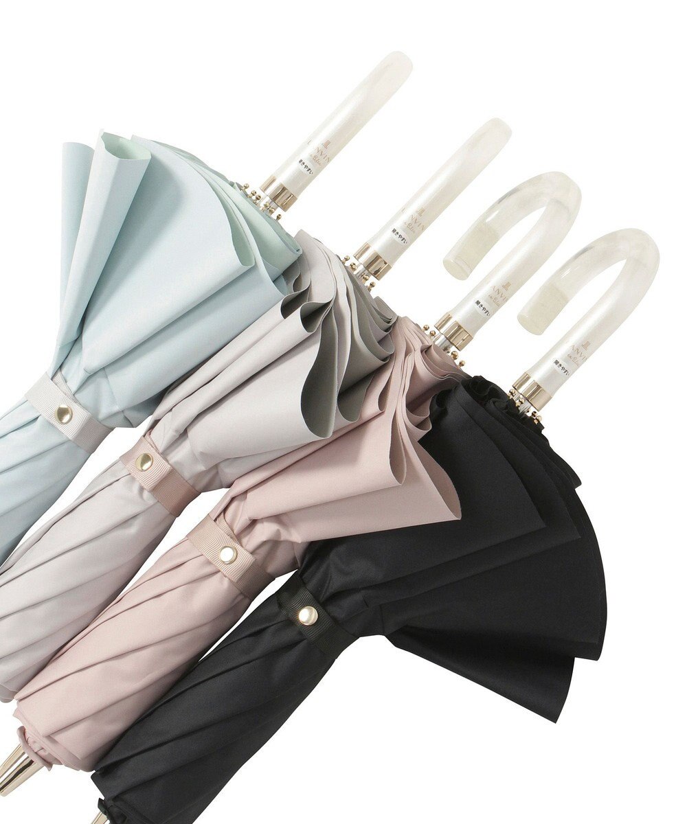 MOONBAT 【1級遮光/遮熱/UV】LANVIN en Bleu (ランバン オン ブルー)晴雨兼用日傘 ラッフルフリル 無地 チャーム付き 折りたたみ傘 楽折 