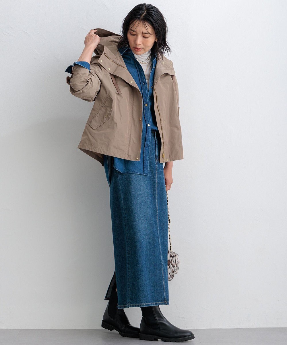 23区 【撥水加工/洗える】ブライトタフタ マウンテンパーカー 