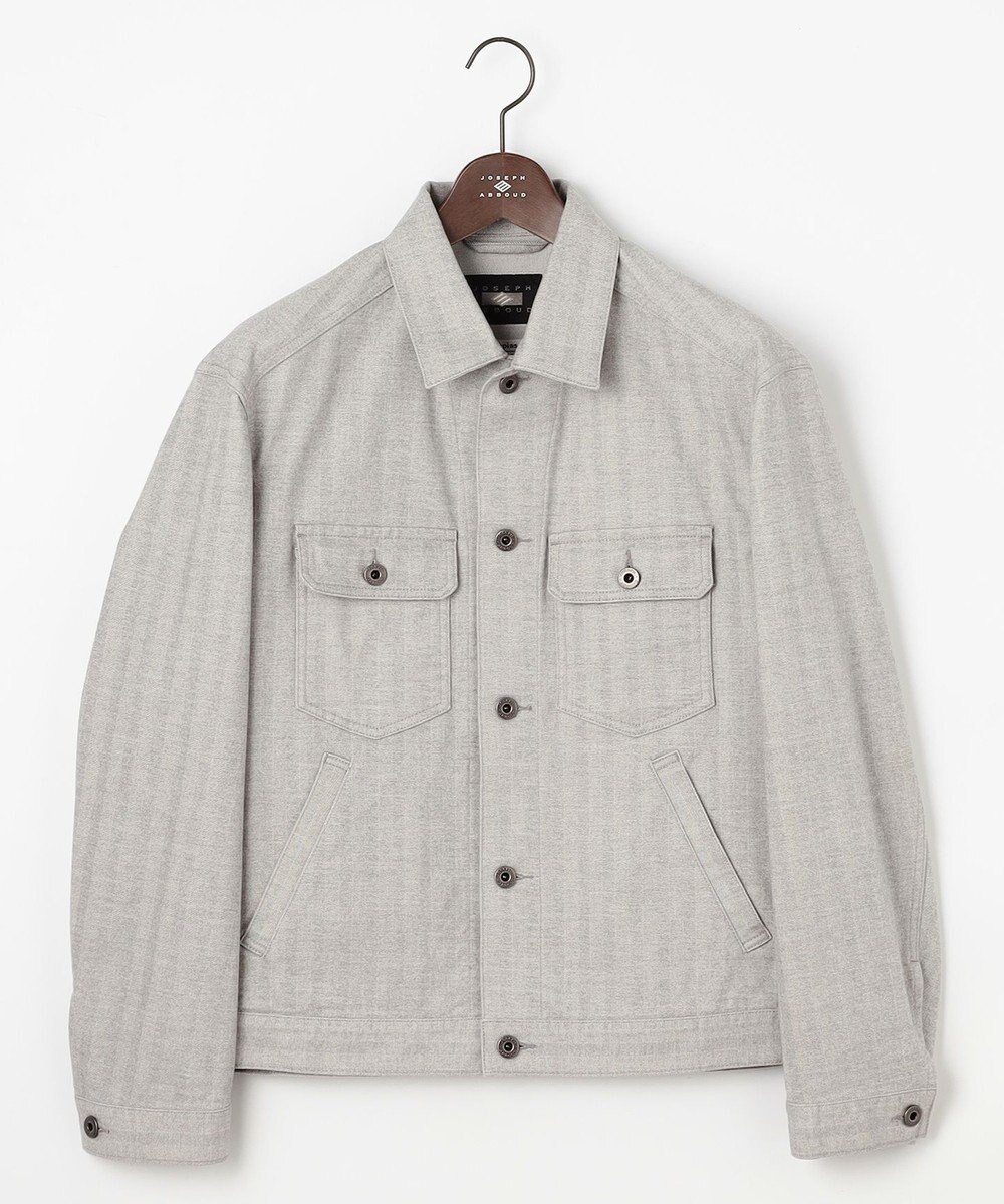 JOSEPH ABBOUD 【イタリア素材/ストレッチ】ヘリンボンモールスキンワーク ジャケット 