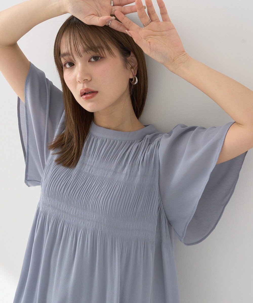 earth music&ecology マジョリカプリーツ半袖ブラウス 