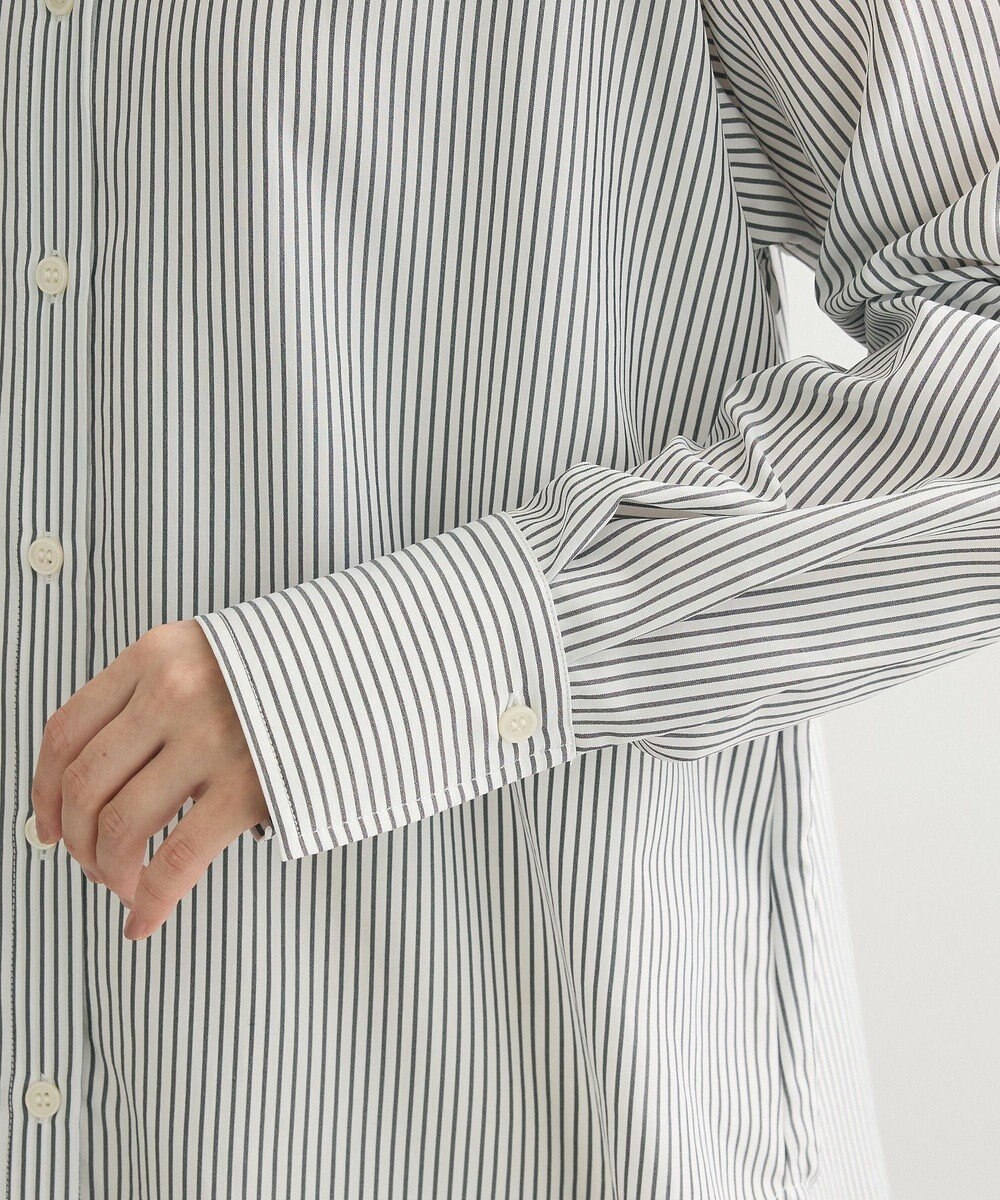 Green Parks バンドカラーストライプシャツ 