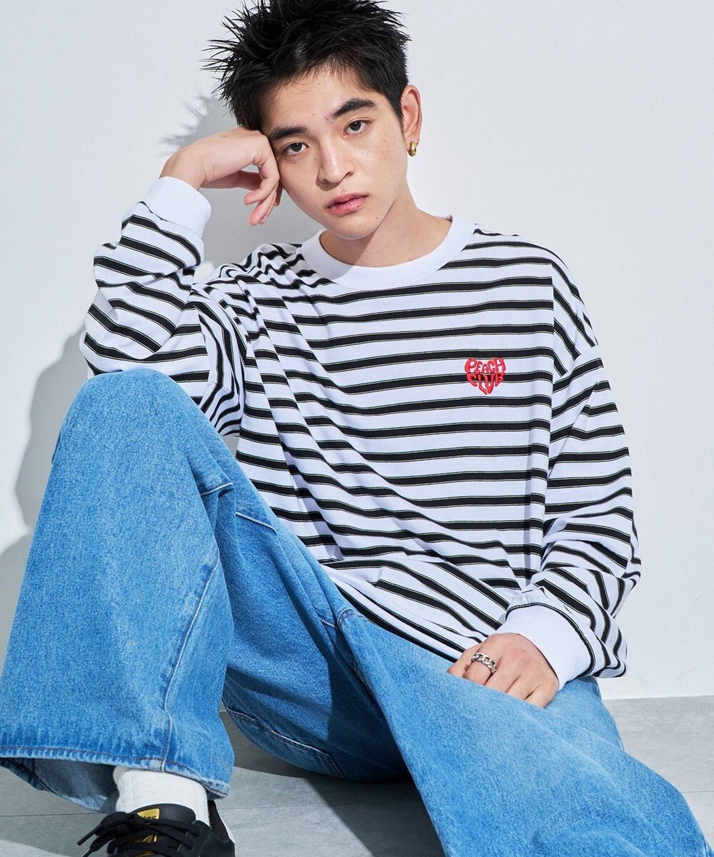 WEGO 【MLサイズ展開】ボーダーワンポイントT（LS） 