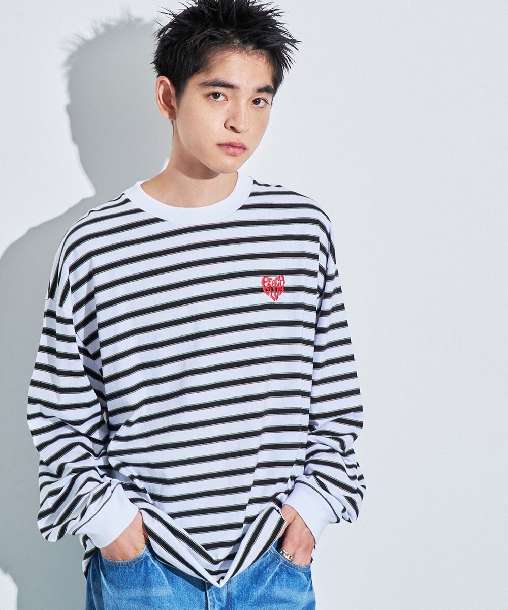 WEGO 【MLサイズ展開】ボーダーワンポイントT（LS） 