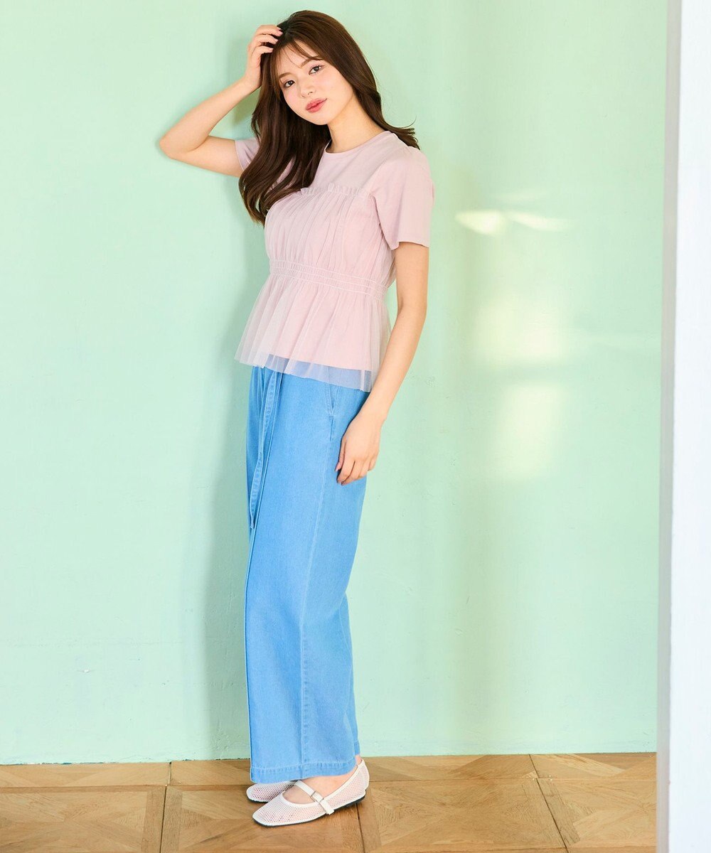 Feroux ベルト付き テンセルデニム ワイドパンツ 