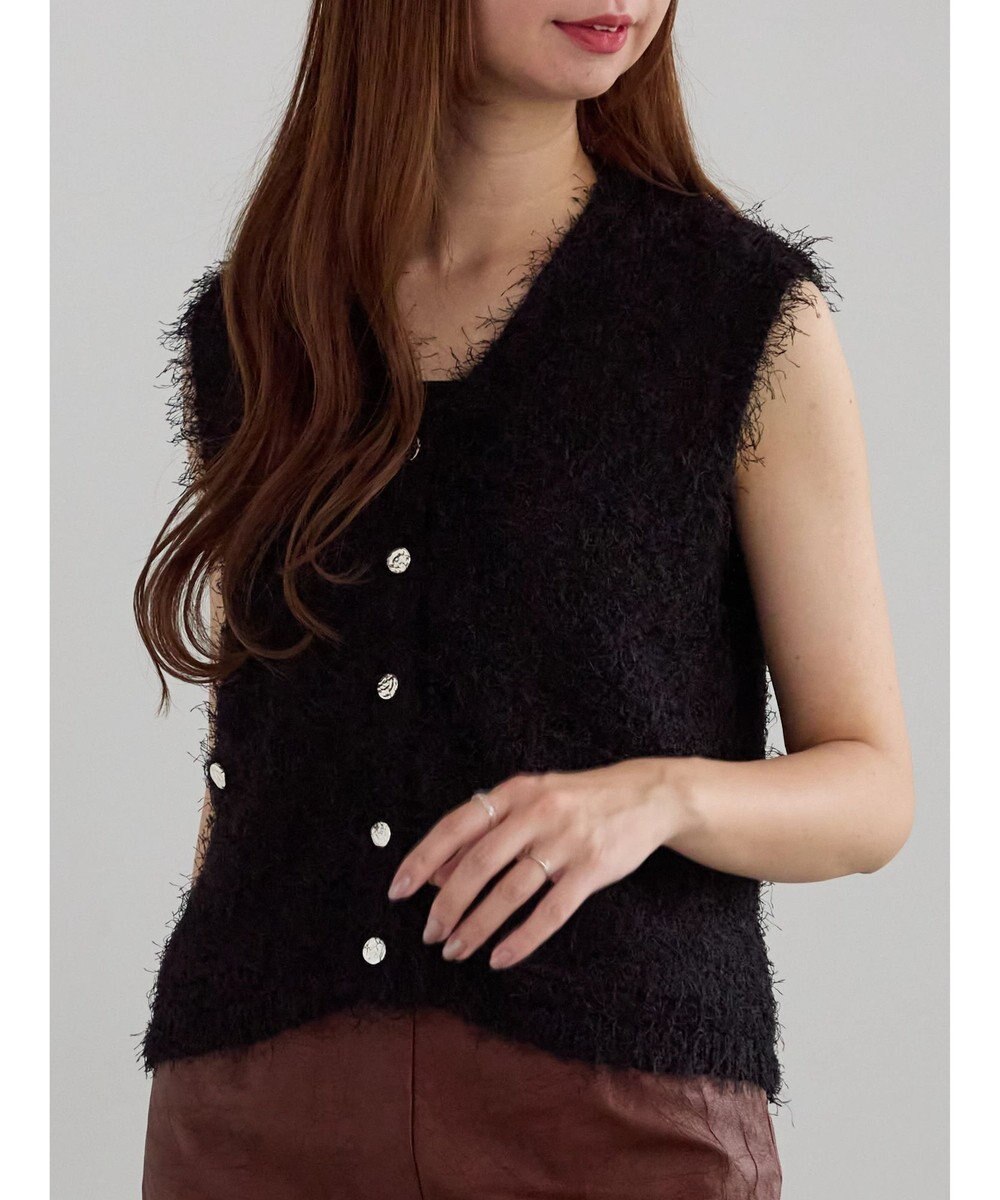 Te chichi 金釦ポケットシャギーニットベスト 