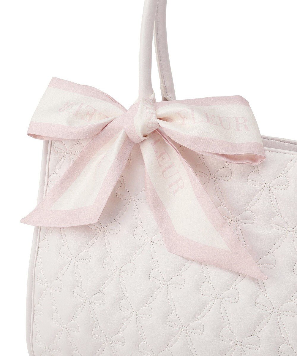 Maison de FLEUR スカーフ付き2ルームリボンキルティングトート 