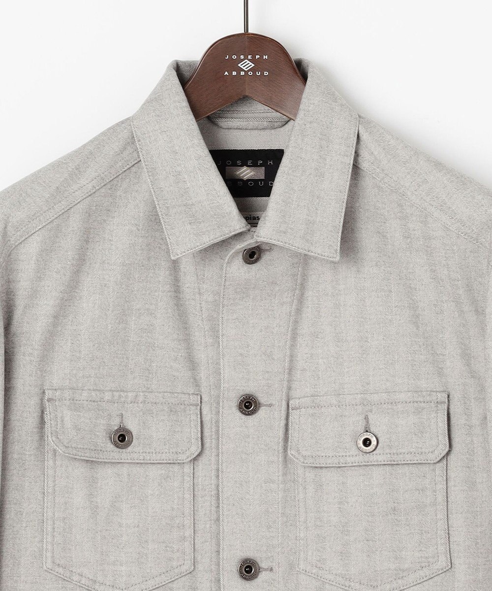 JOSEPH ABBOUD 【イタリア素材/ストレッチ】ヘリンボンモールスキンワーク ジャケット 