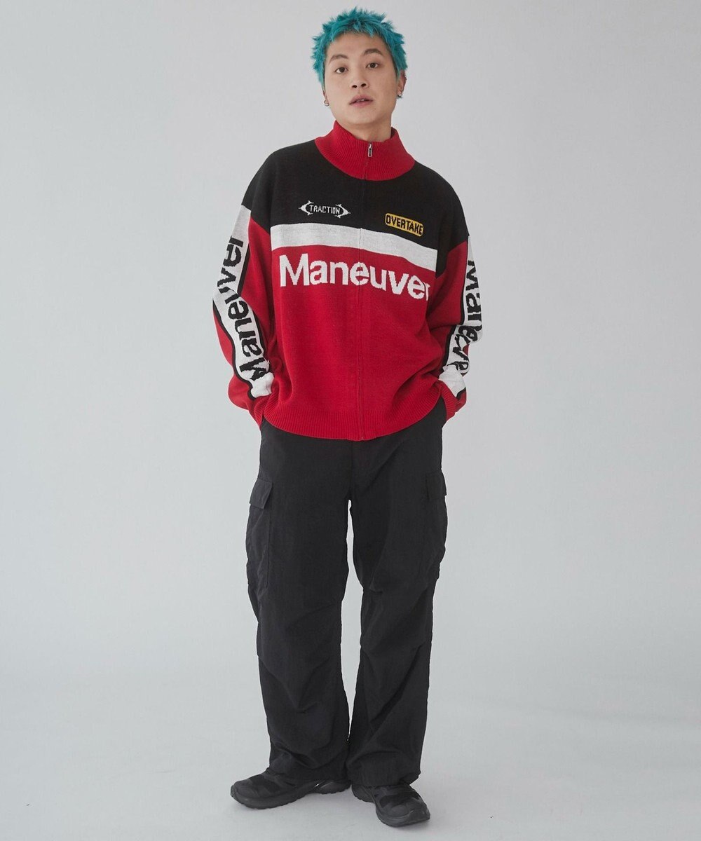 WEGO 【ユニセックス着用ITEM】レーシンググラフィックニットブルゾン 