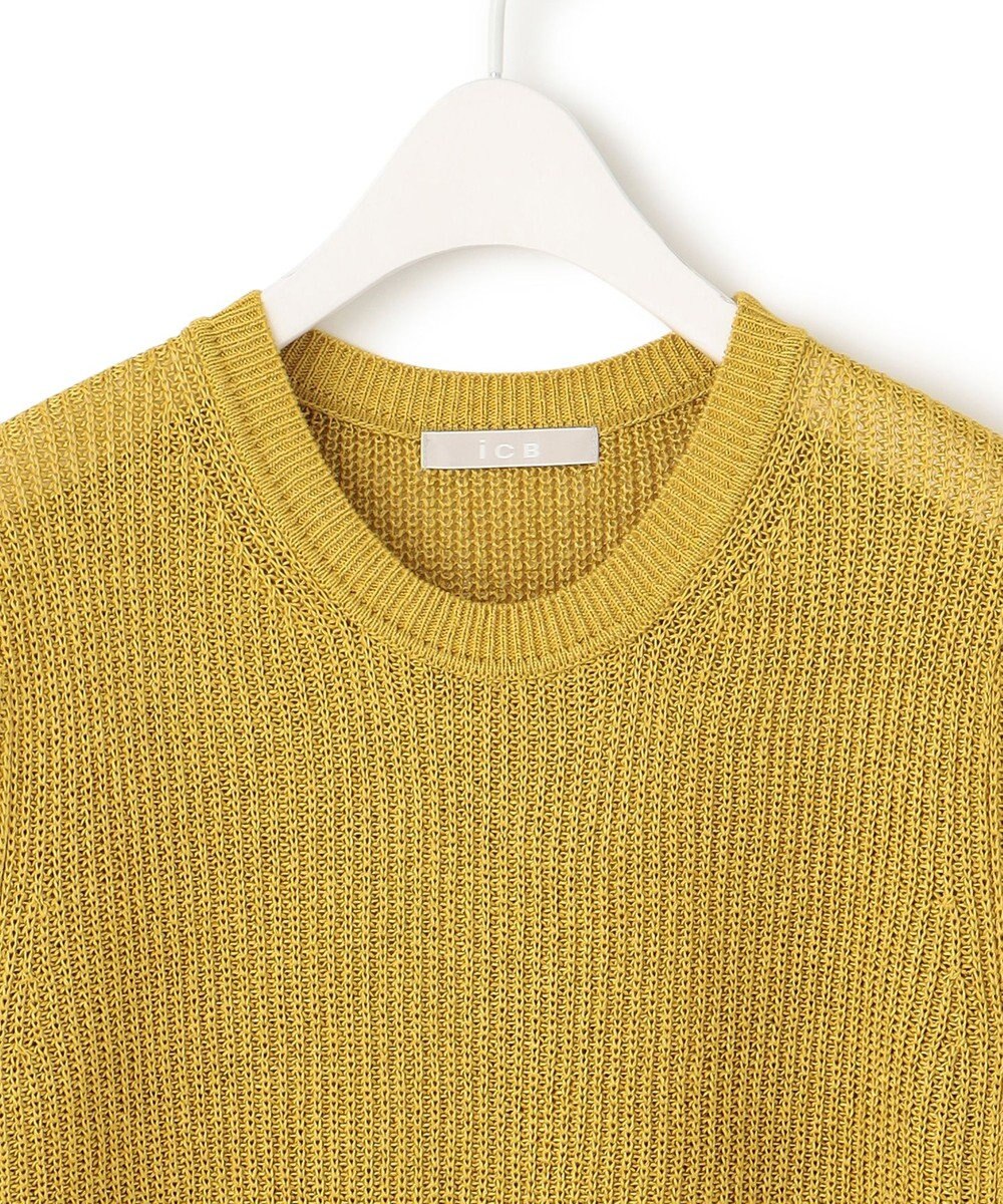 ICB 【WEB限定カラーあり・洗える】 ペーパーブレンドシャインニット 5分袖プルオーバー 