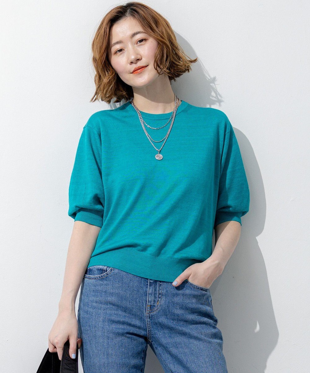 23区 【先行予約】ピュアリネンハイゲージ パフスリーブ ニット 