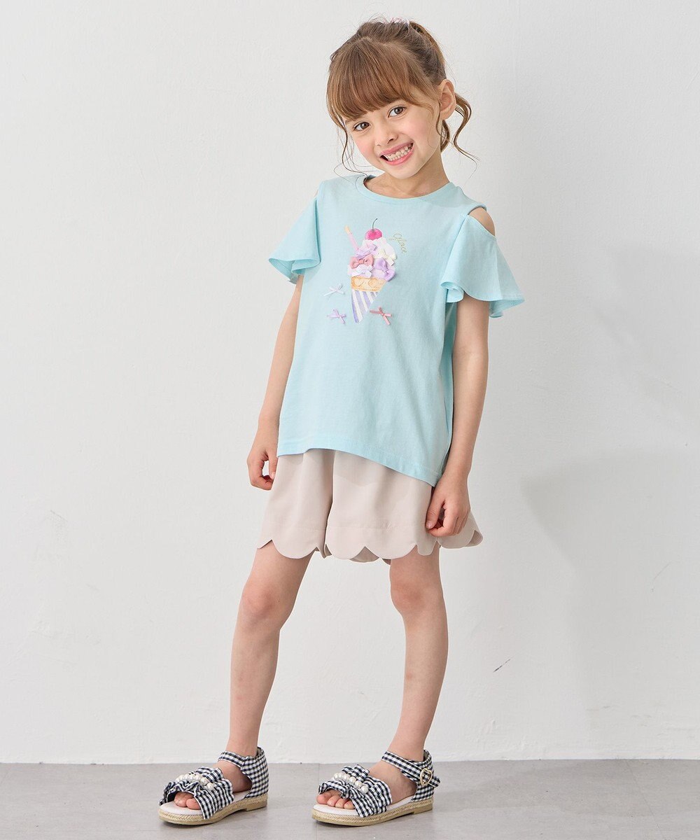 ANY KIDS 接触冷感 しろくま オフショルダー Tシャツ 