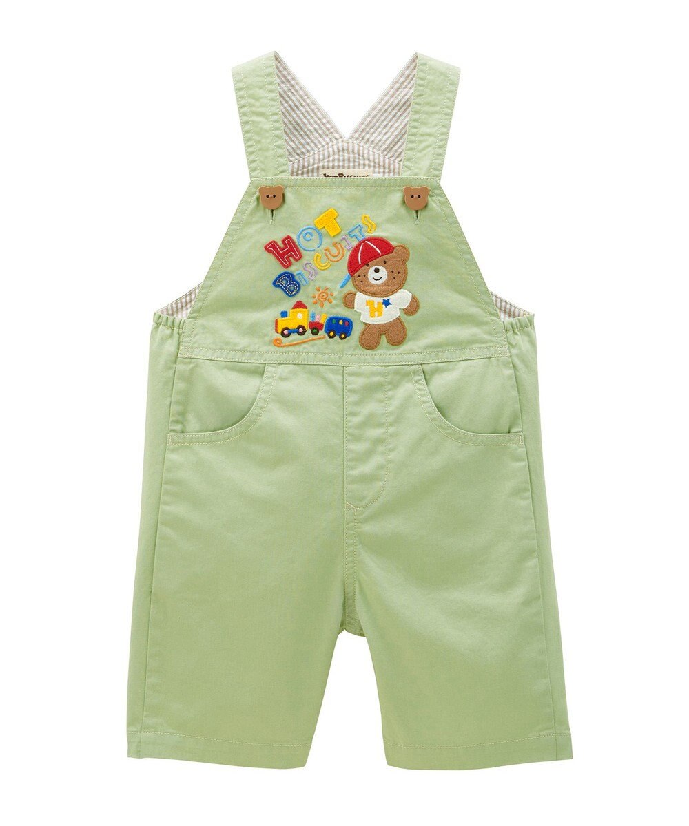 MIKI HOUSE HOT BISCUITS 【70-110cm】 レトロ ロゴ刺繍 オーバーオール 