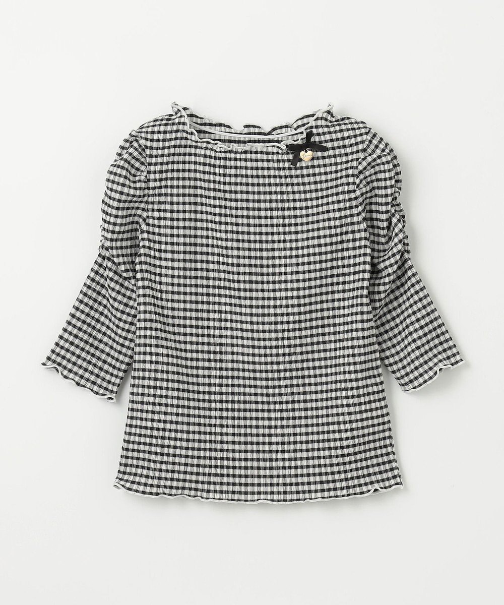 ANY KIDS シアー ギンガム 七分袖 Tシャツ 