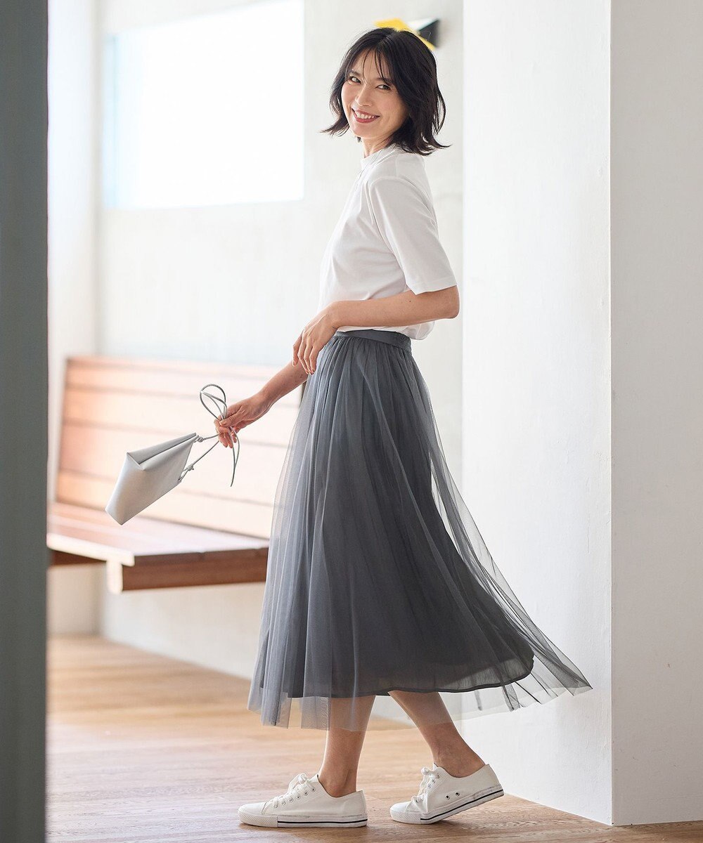 ANY 【ウエストゴム】シャイニーチュールスカート 