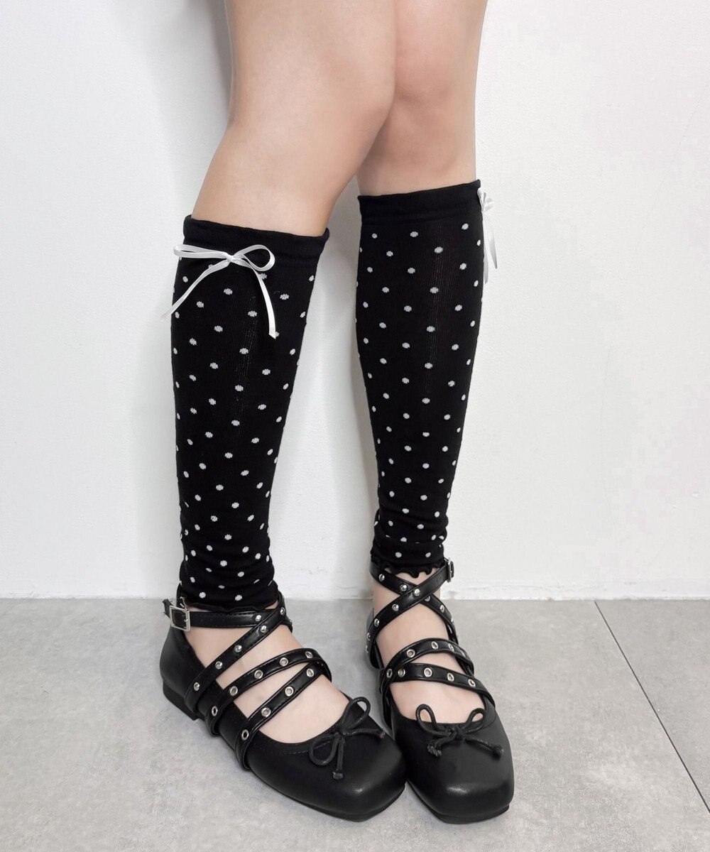 WEGO ドット柄リボンレッグカバー 