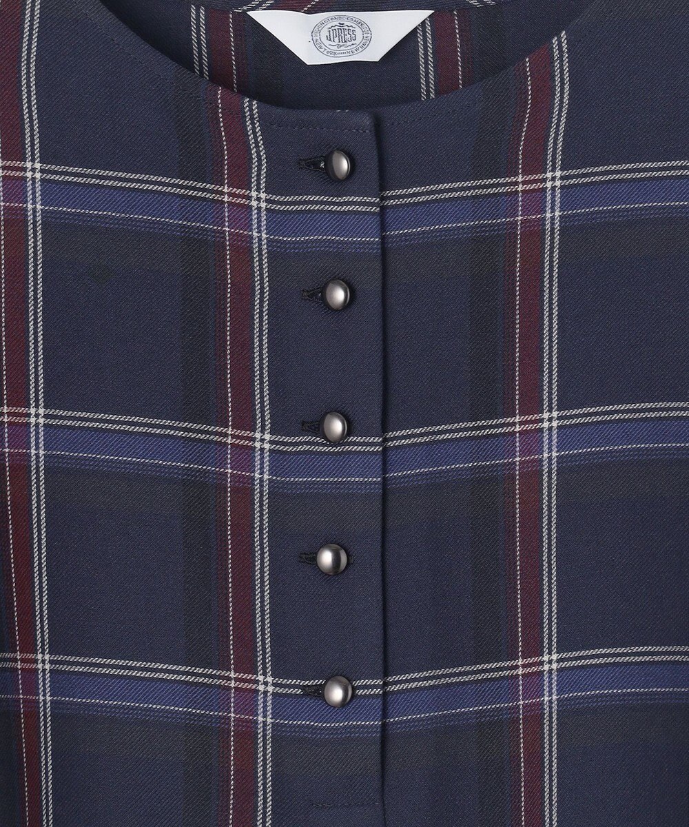 J.PRESS LADIES 【洗える】ハイツイストチェック ボートネック ブラウス 