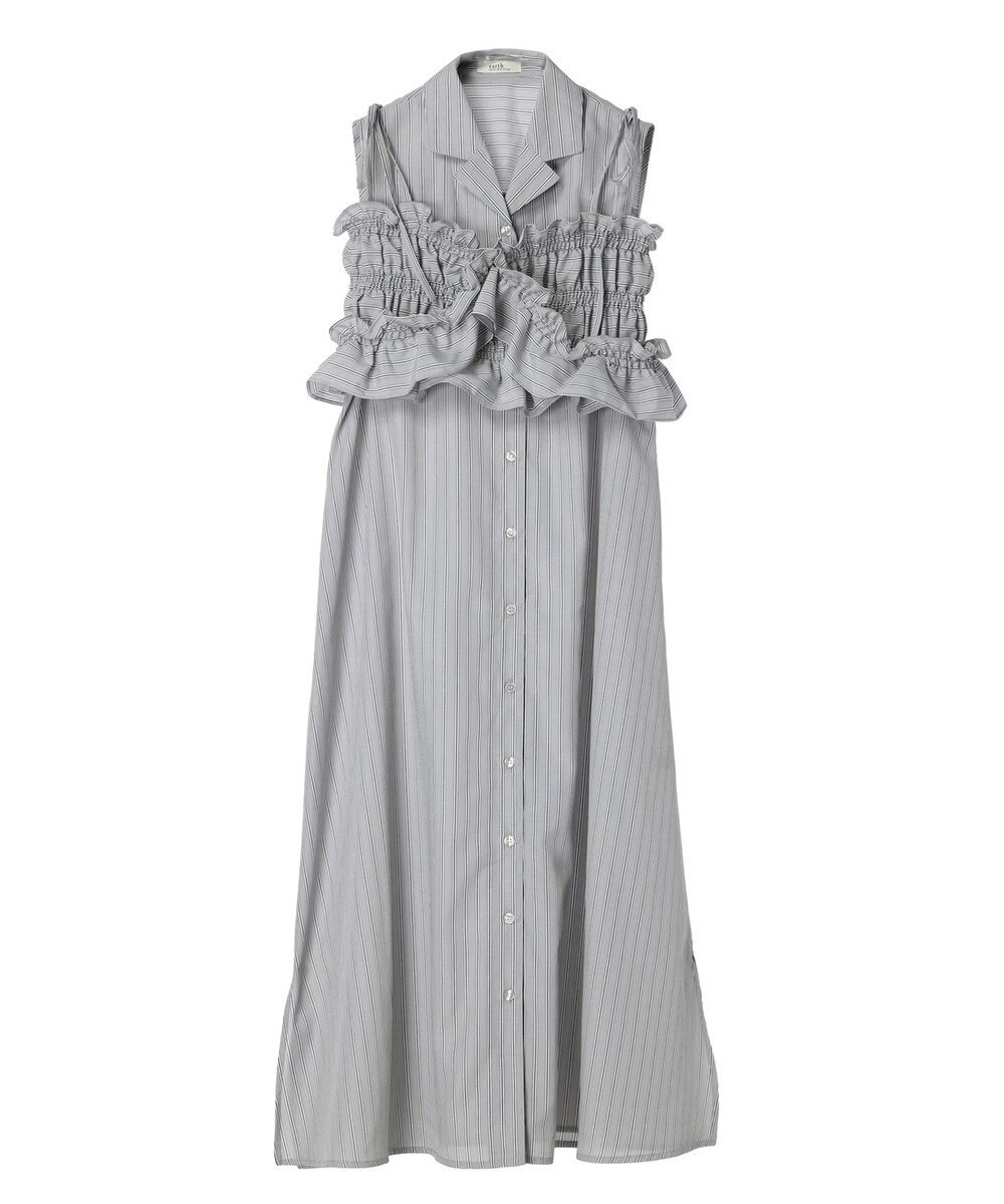 earth music&ecology ＳＥＴ２点シャーリングビスチェ×シャツワンピース 