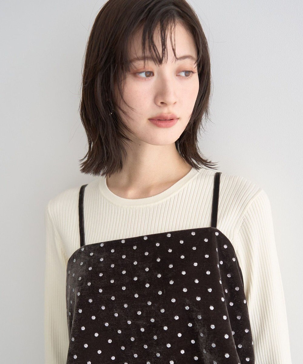 YECCA VECCA グリッタードットベロアオーバーキャミ 