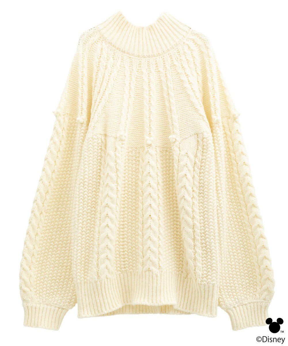 earth music&ecology 【予約】Disney/ポイントミッキーケーブルニット 