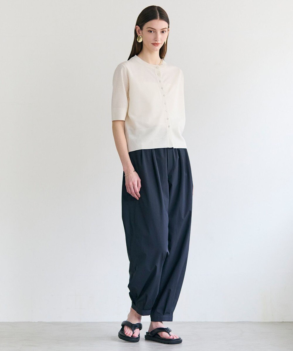 BEIGE， MOISE / シアーニット　5分袖カーディガン 