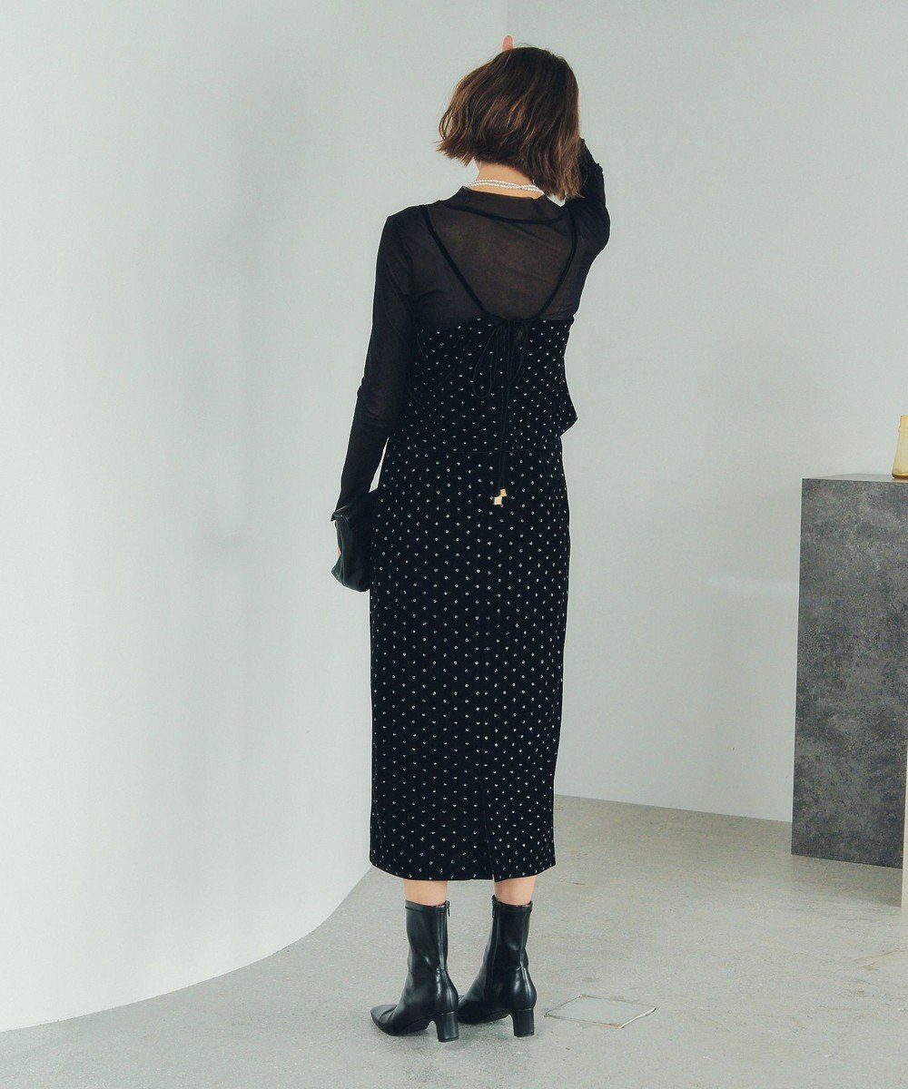 YECCA VECCA グリッタードットベロアオーバーキャミ 