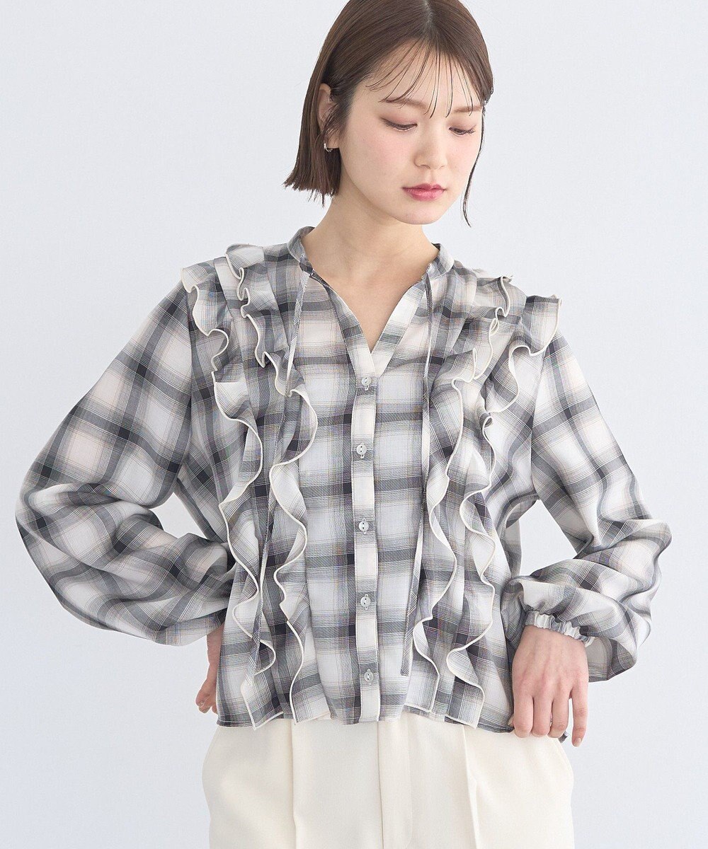 earth music&ecology フリルリボンブラウス 