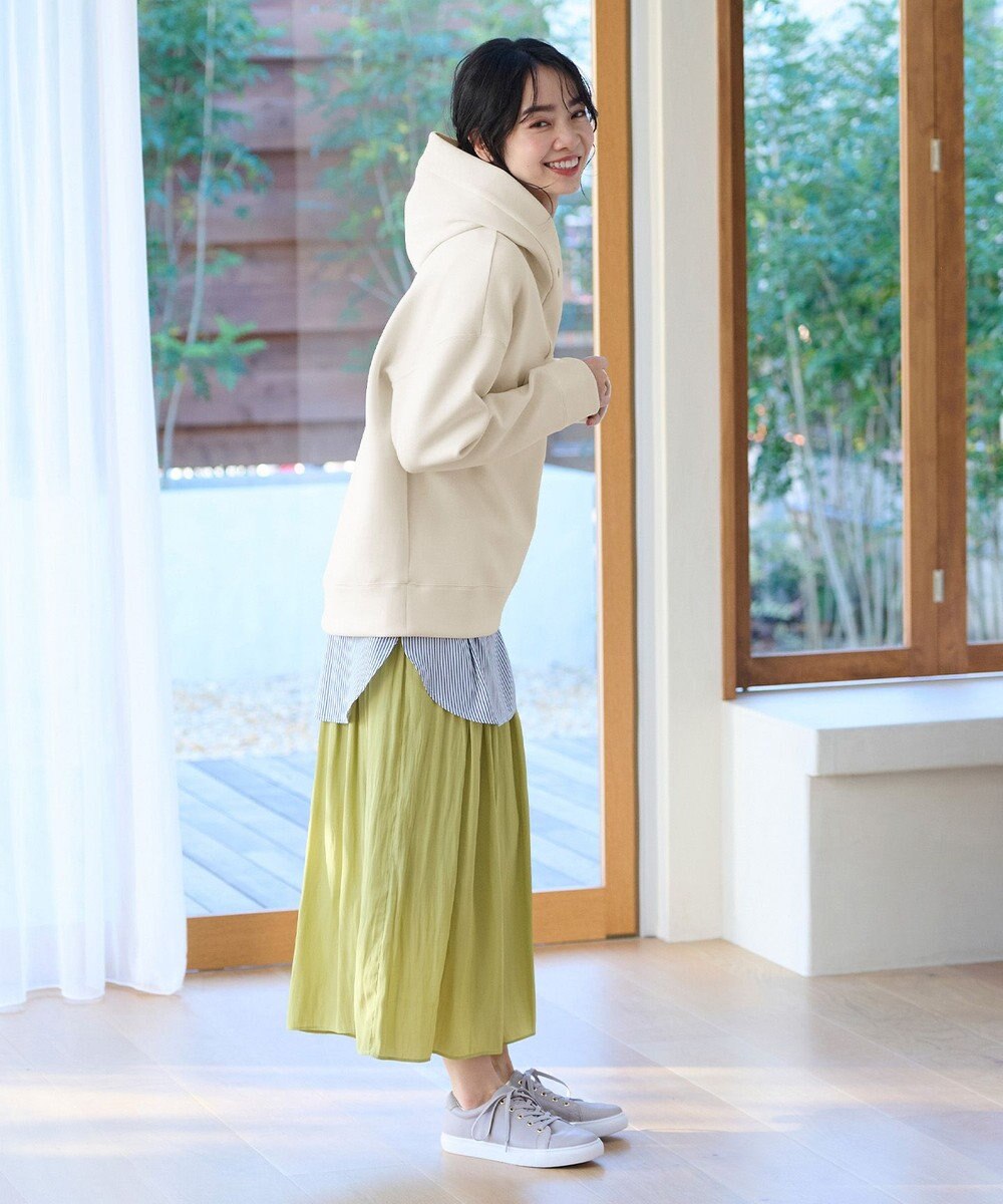 ANY 【洗える】ライトウエイト スリットネックパーカー 