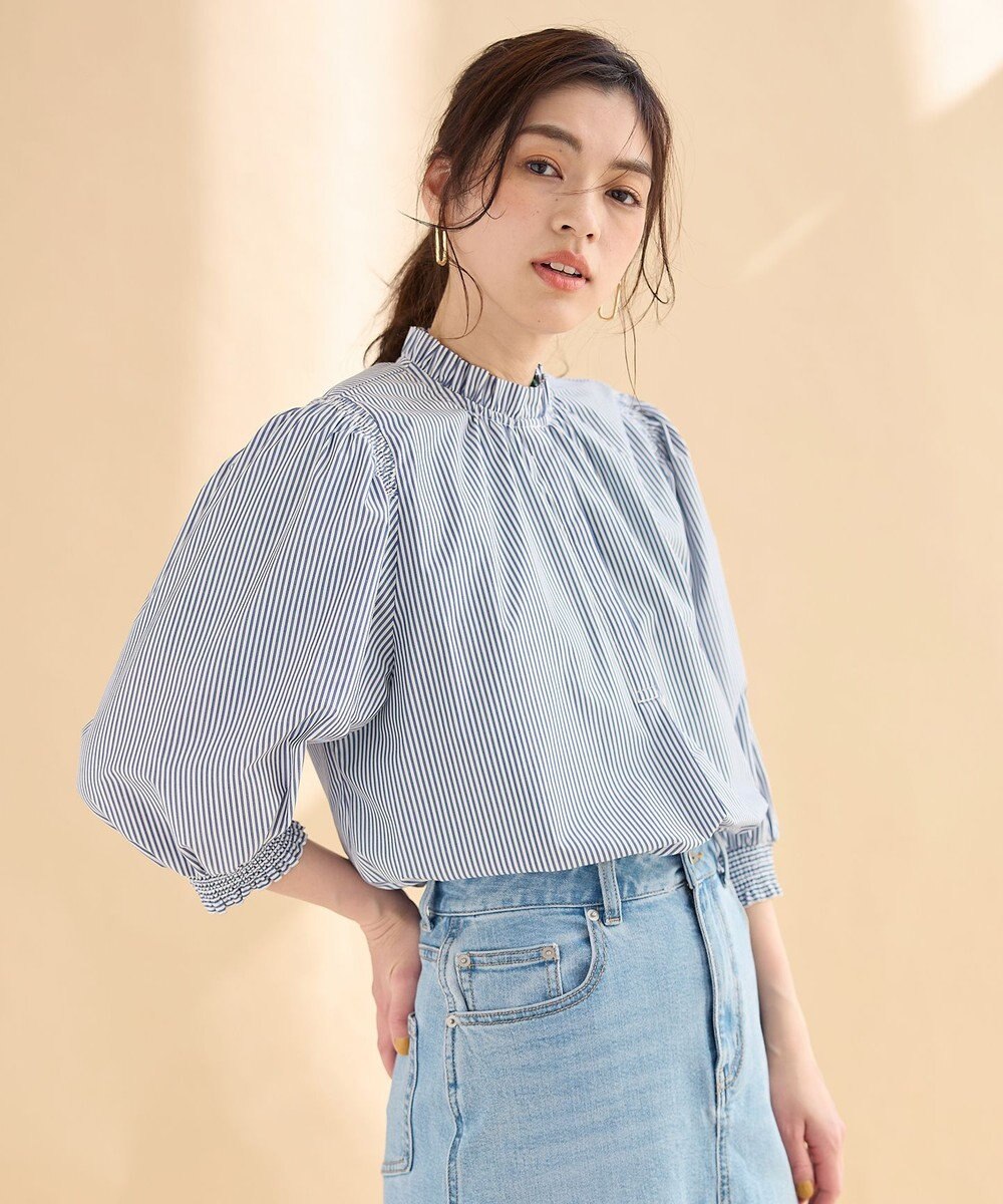 ANY L 【接触冷感/UVカット/抗菌防臭/速乾】エニイファンクション シャーリングブラウス 