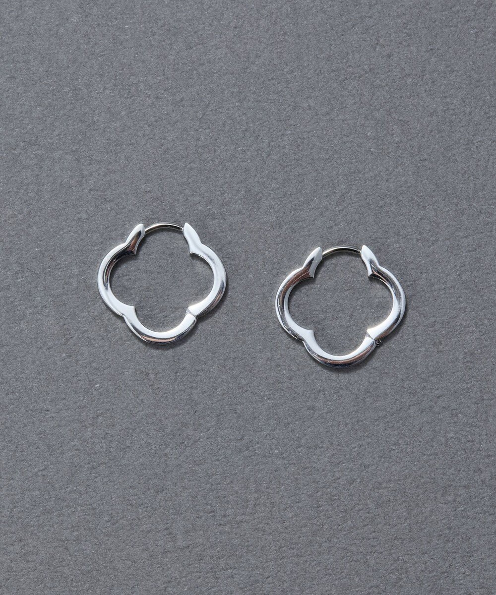 Phoebe 【金属アレルギー対応】フラワーワンタッチフープピアス　シルバー/サージカルステンレス 