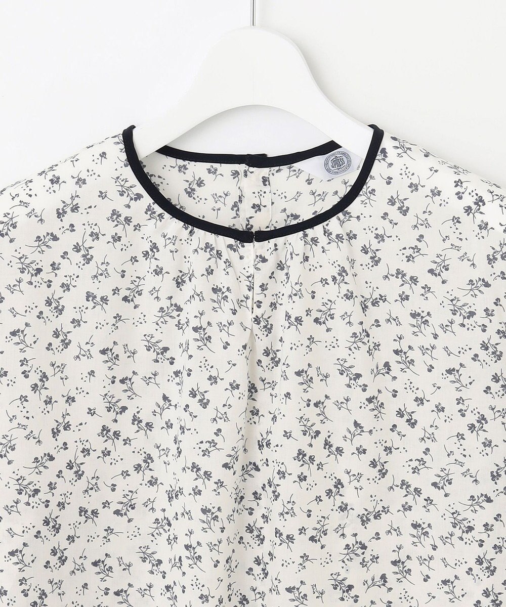 J.PRESS LADIES L 【洗える】 スパンローンフラワー ボリュームスリーブ ブラウス 