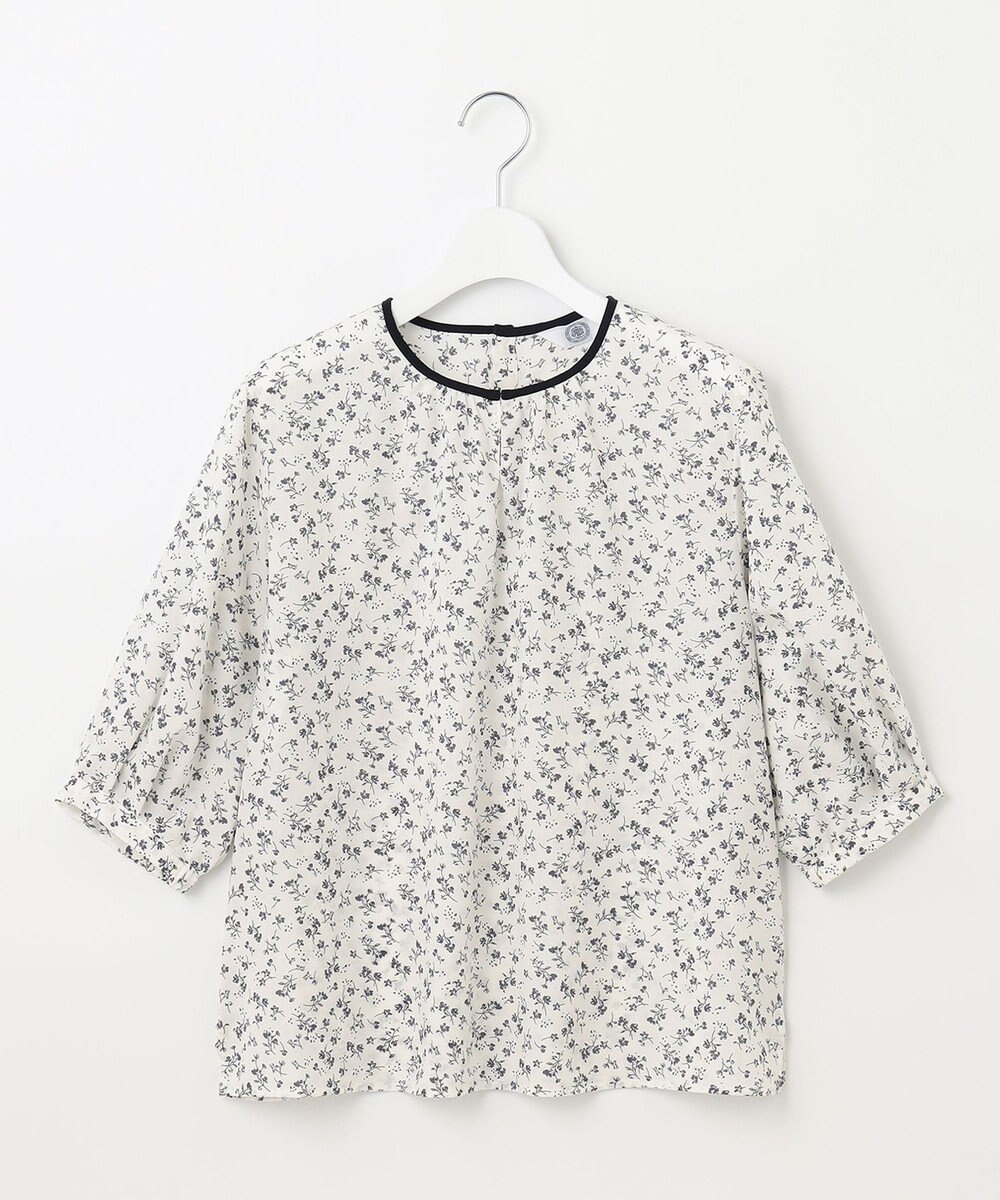 J.PRESS LADIES L 【洗える】 スパンローンフラワー ボリュームスリーブ ブラウス 