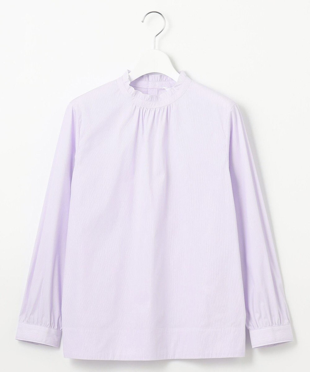 J.PRESS LADIES 【洗える】BEZ VEGA ストライプ フリルネック ブラウス 