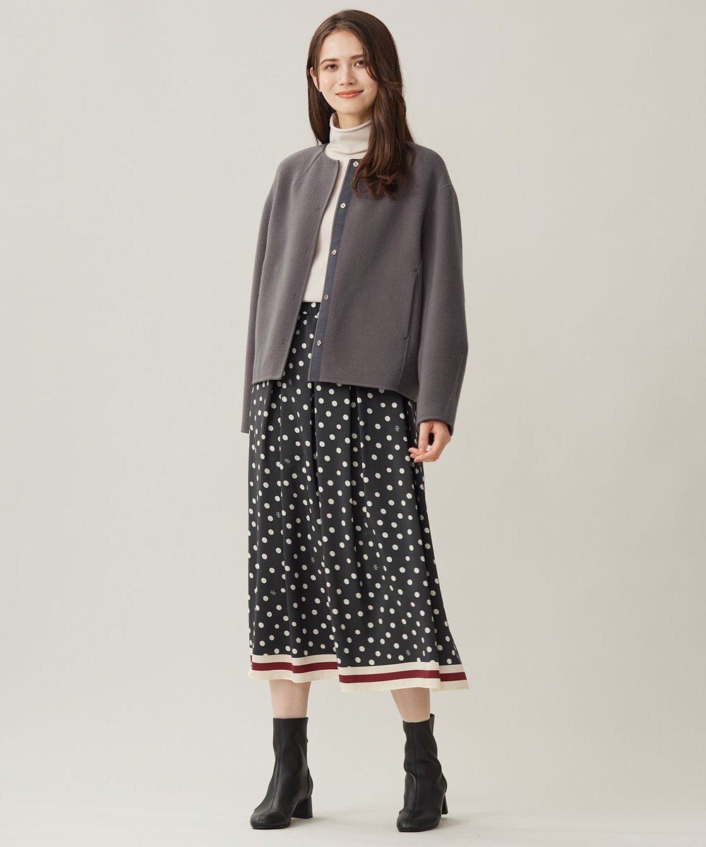 自由区 L 【洗える】ポルカドットプリント スカート 