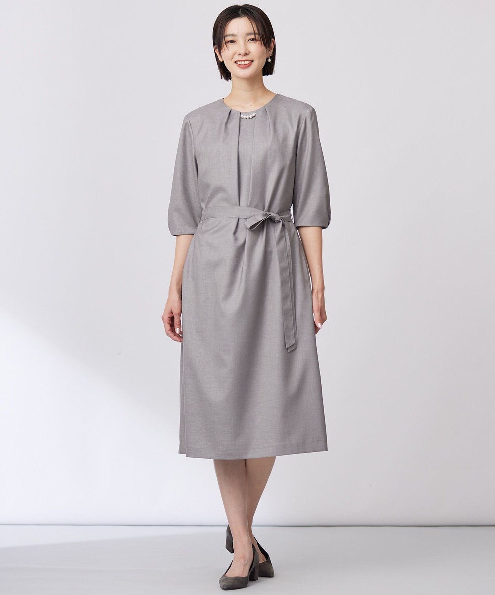 J.PRESS LADIES L 【洗える・UV加工・吸水速乾】OXIJEWELストレッチ ワンピース 