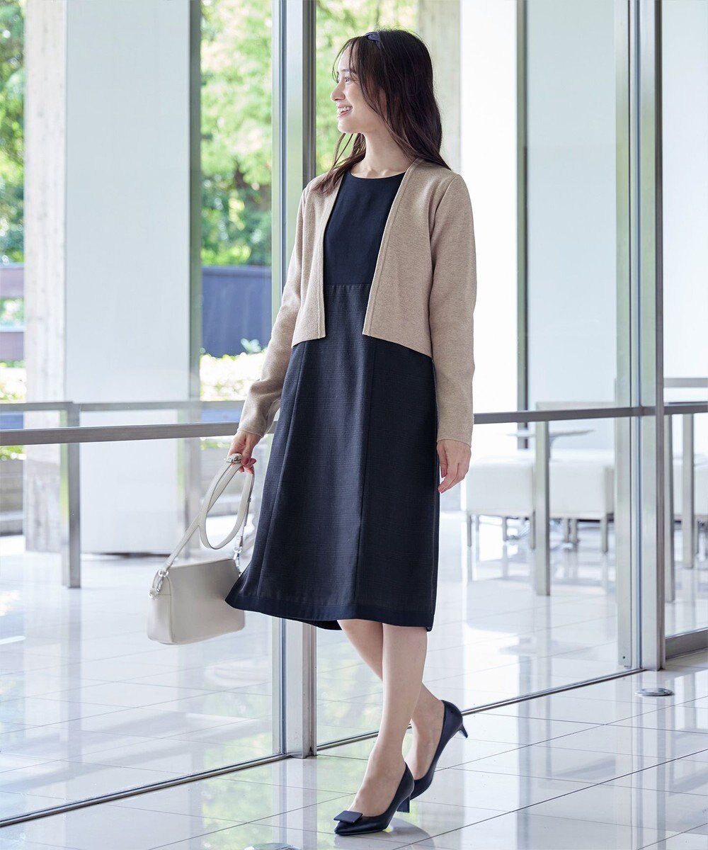 Tiaclasse 【洗える】チェックコンビエンパイアワンピース 