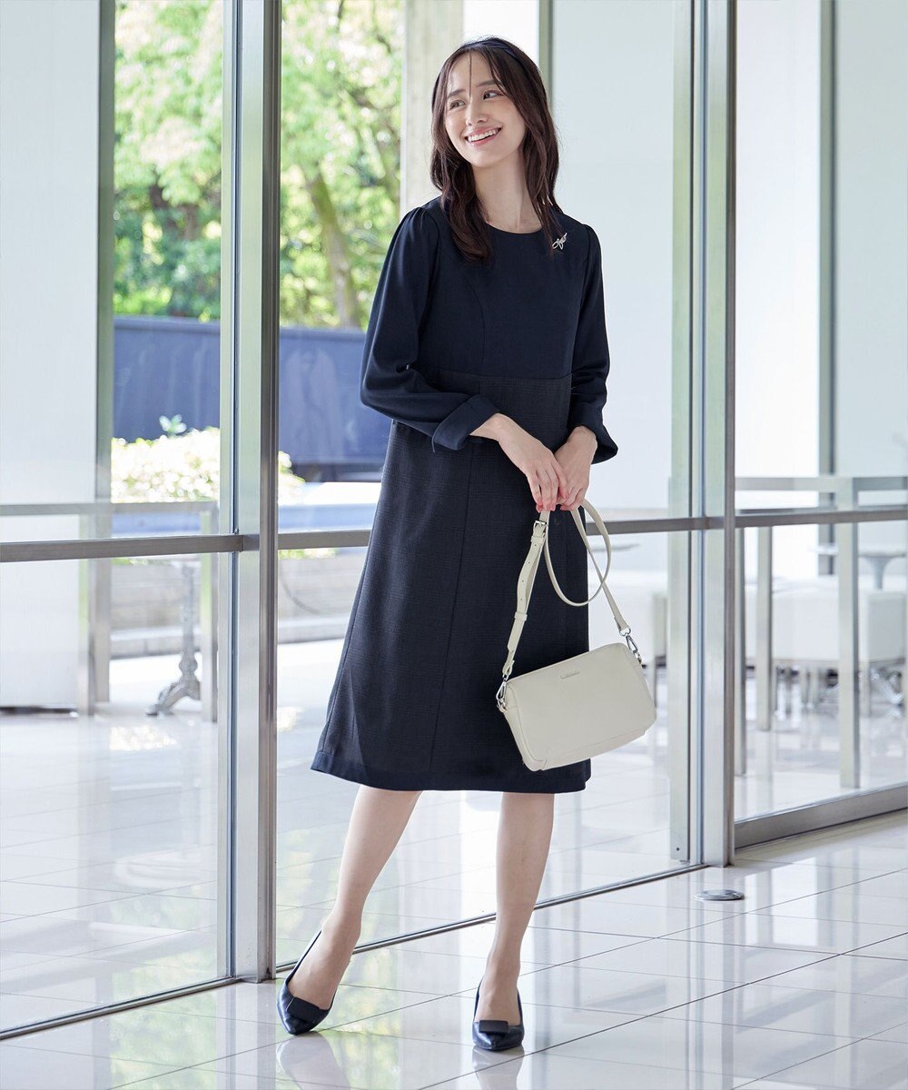 Tiaclasse 【洗える】チェックコンビエンパイアワンピース 