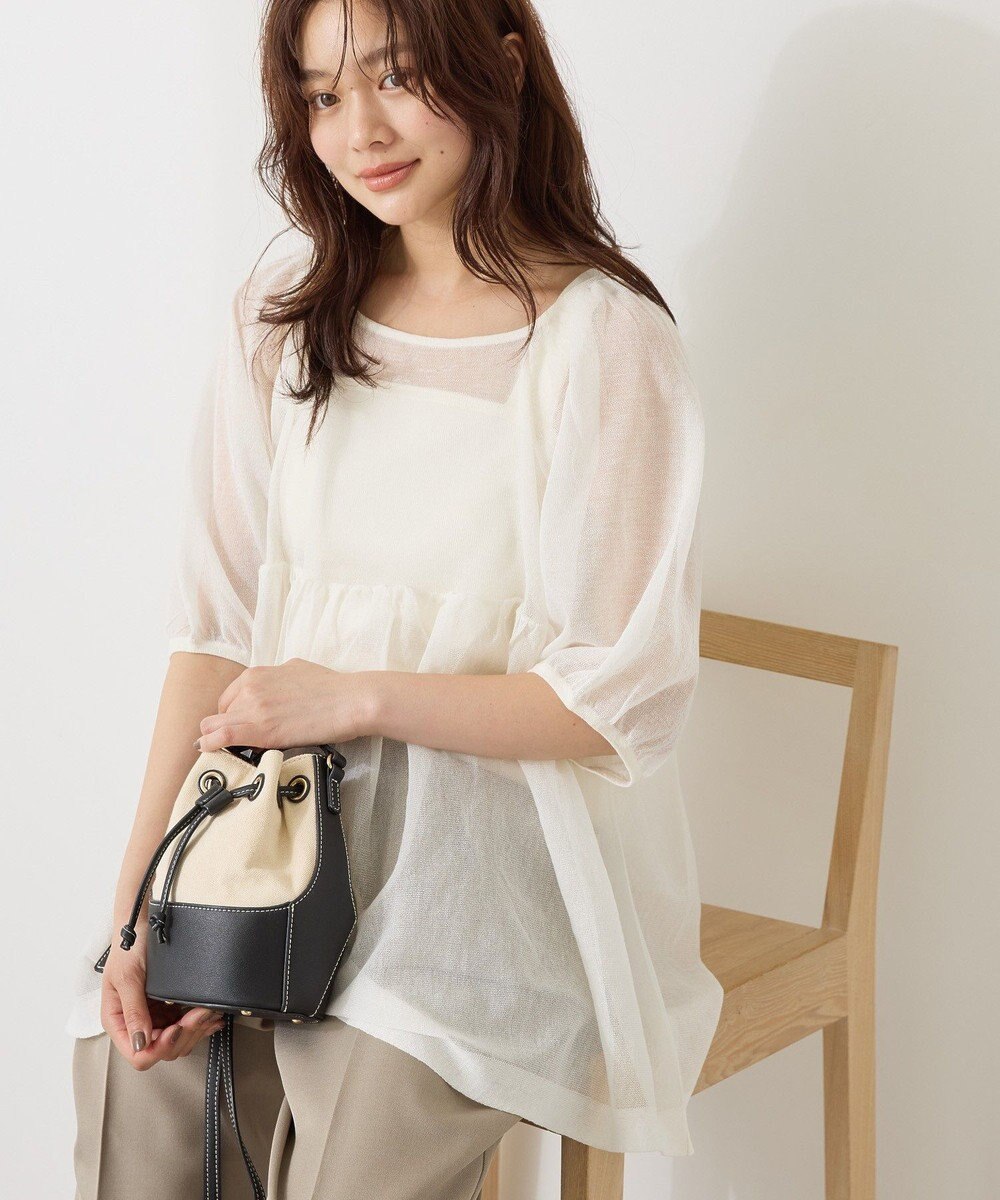 AMERICAN HOLIC シアーパフスリーブニットプルオーバー 