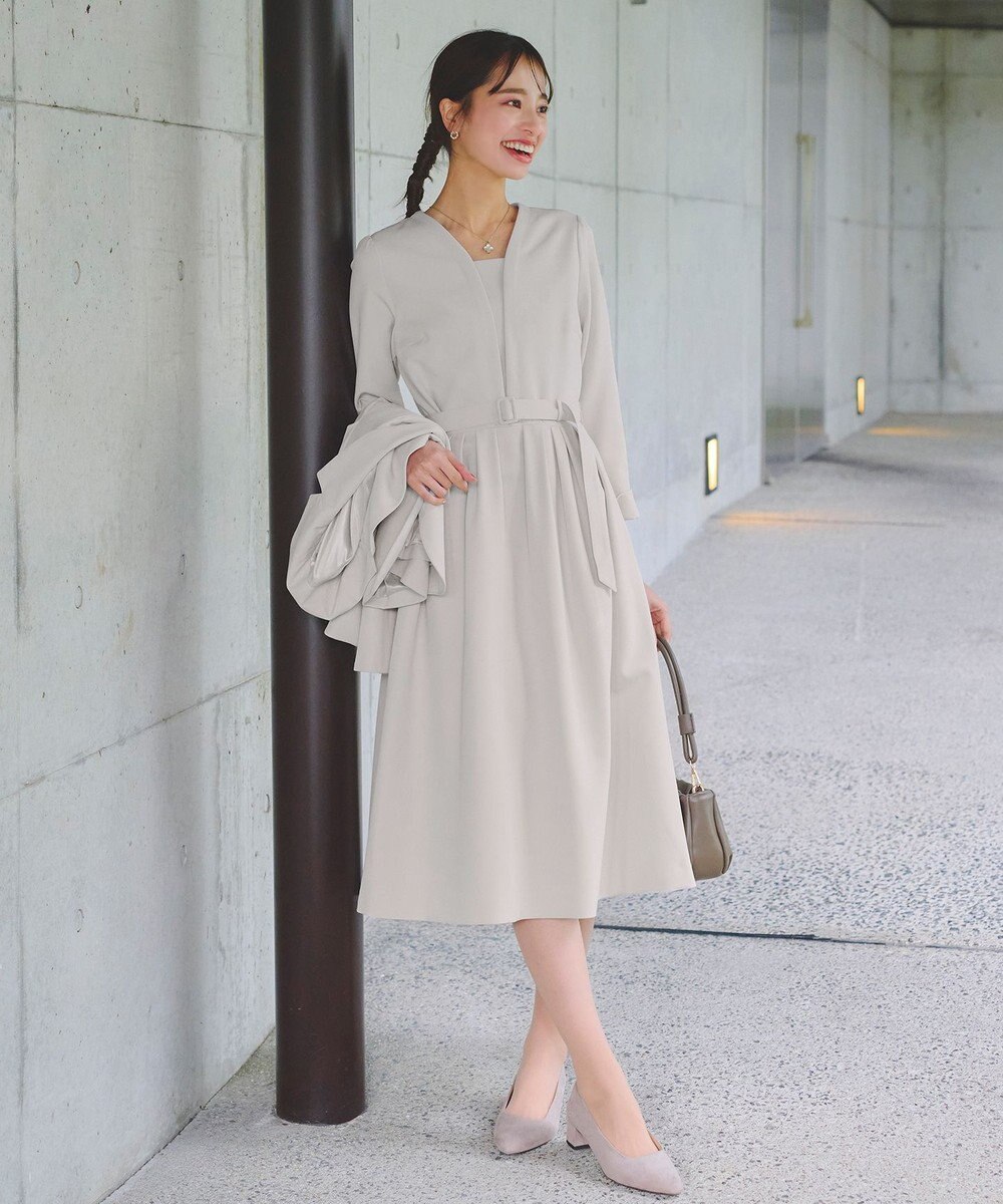 Tiaclasse 【ダブルクロス・洗える】 ナローVネックワンピース 