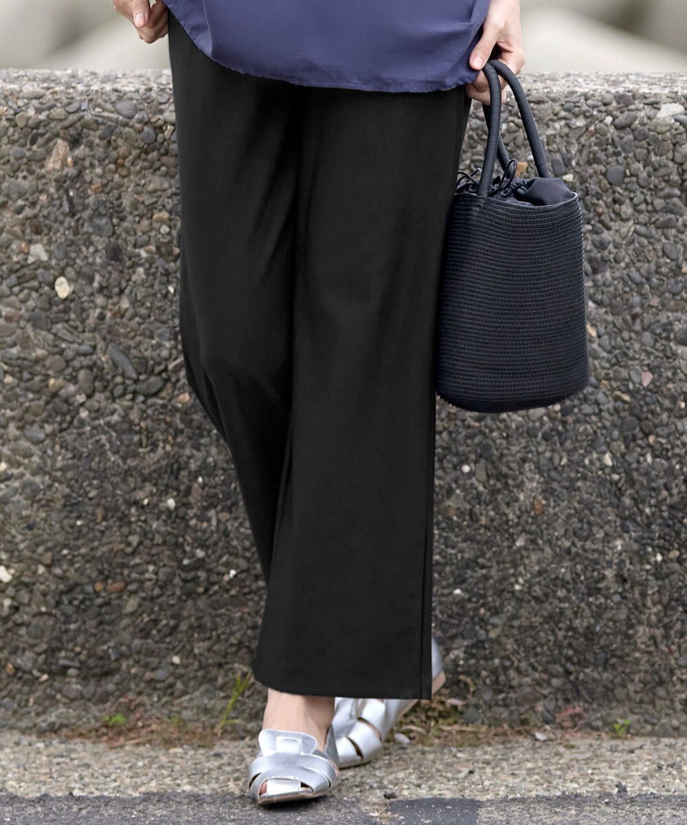 Tiaclasse 【日本製・新色追加・洗える・ストレッチ】エアシルキーワイドパンツ 