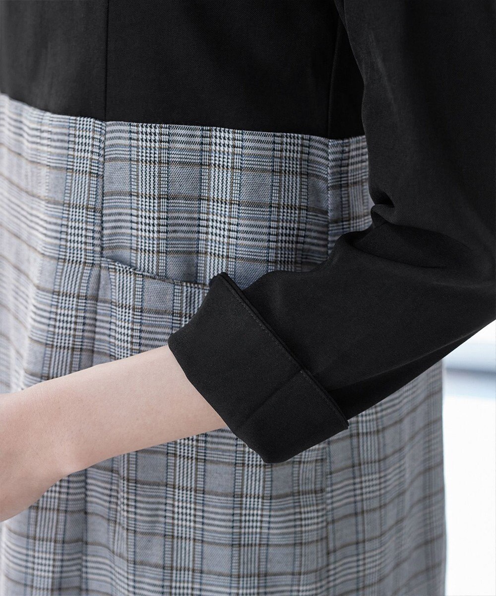 Tiaclasse 【洗える】チェックコンビエンパイアワンピース 