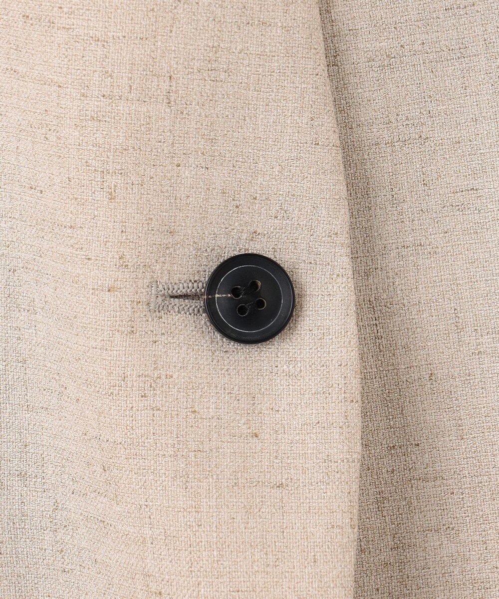 BEIGE， 【洗える】CAROLE / リネンライクノーカラーハーフ丈ジャケット 