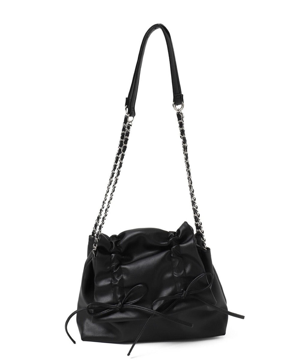 WEGO ギャザーリボンフラップバッグ 