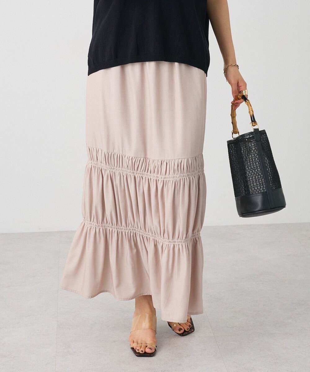 CRAFT STANDARD BOUTIQUE シャーリングティアードIラインスカート 