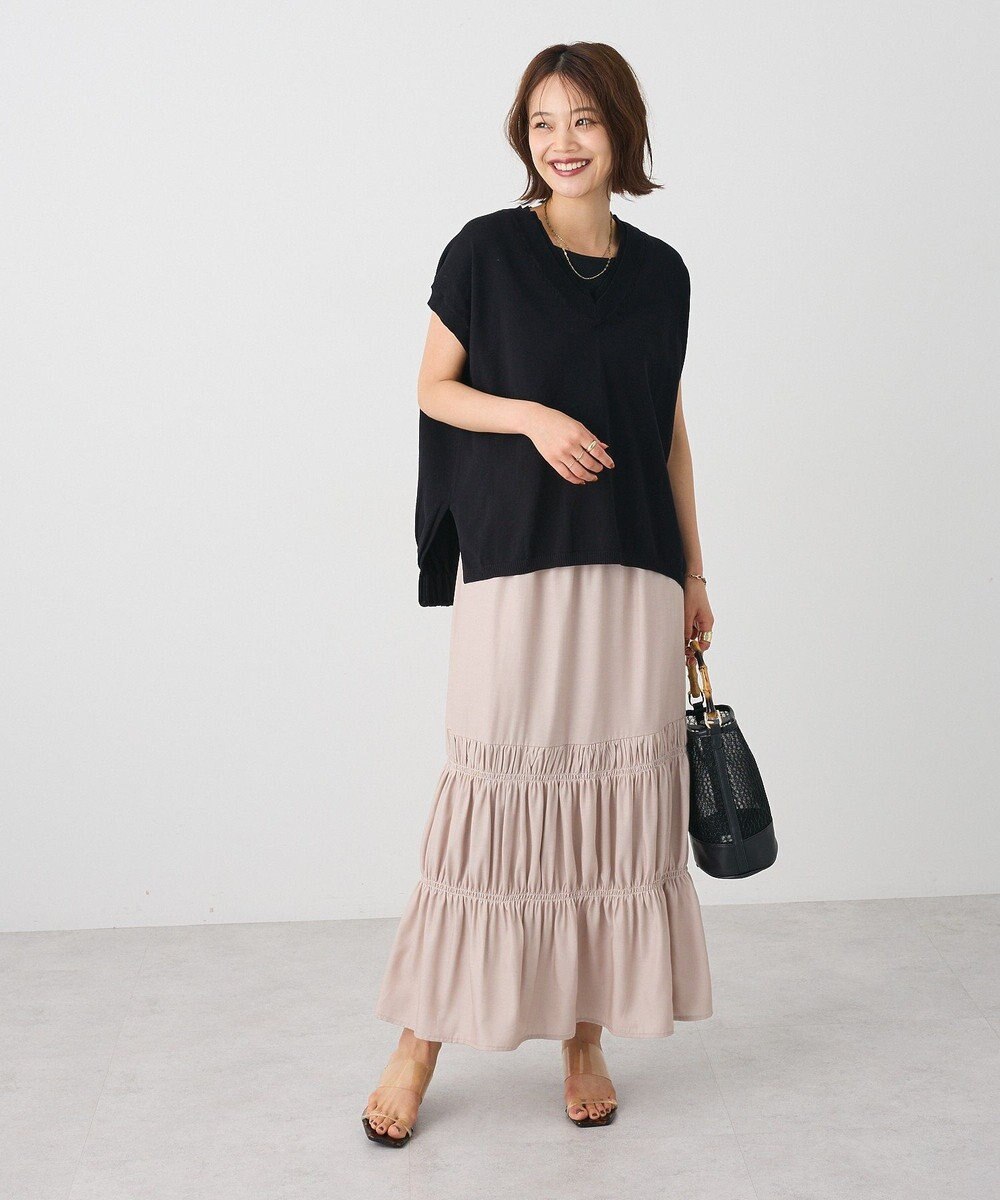 CRAFT STANDARD BOUTIQUE シャーリングティアードIラインスカート 