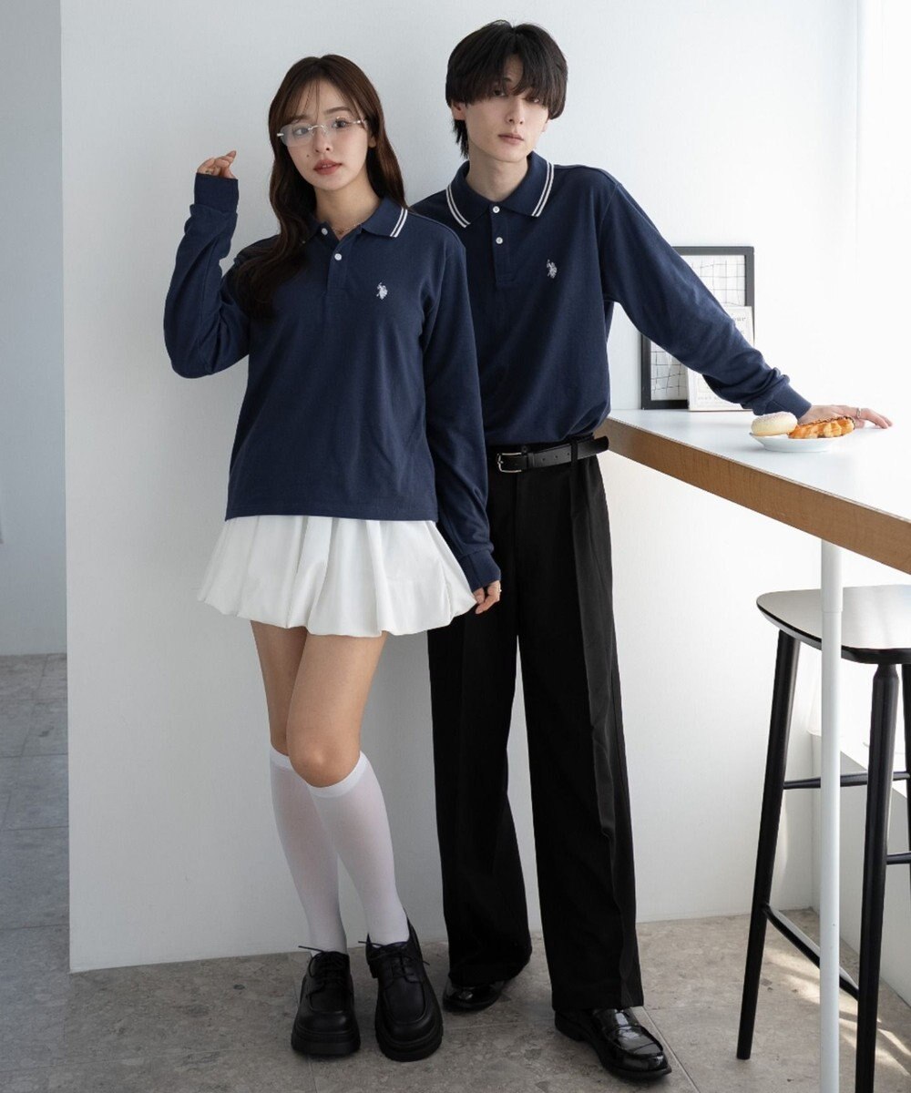 WEGO 【25年秋冬新作/ユニセックスITEM/SMLサイズ展開】別注USPOLOラインポロシャツ（長袖） 
