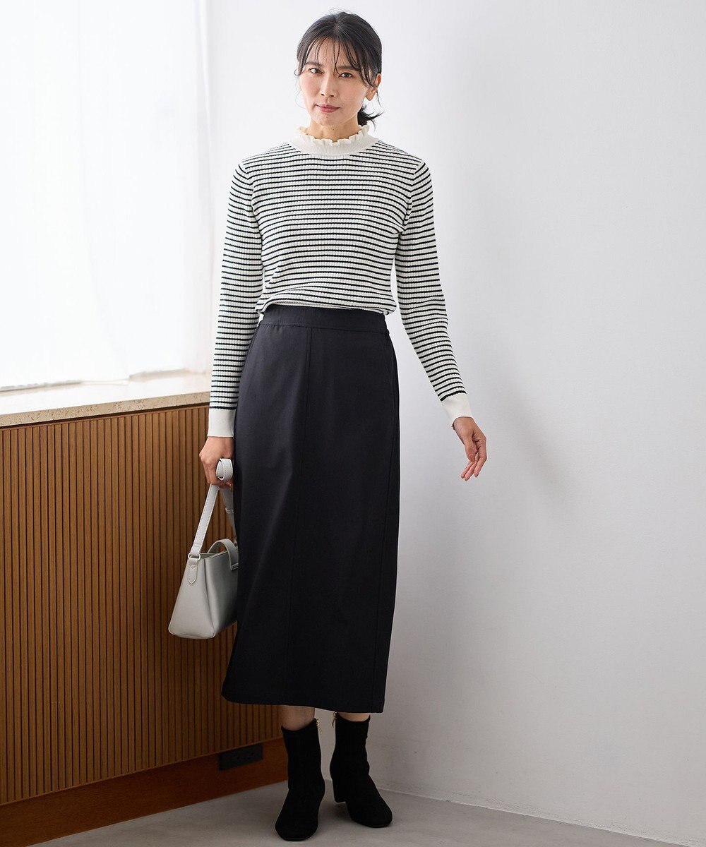 ANY L 【手洗い可/ウエストゴム】裏起毛ハイストレッチタイトスカート 