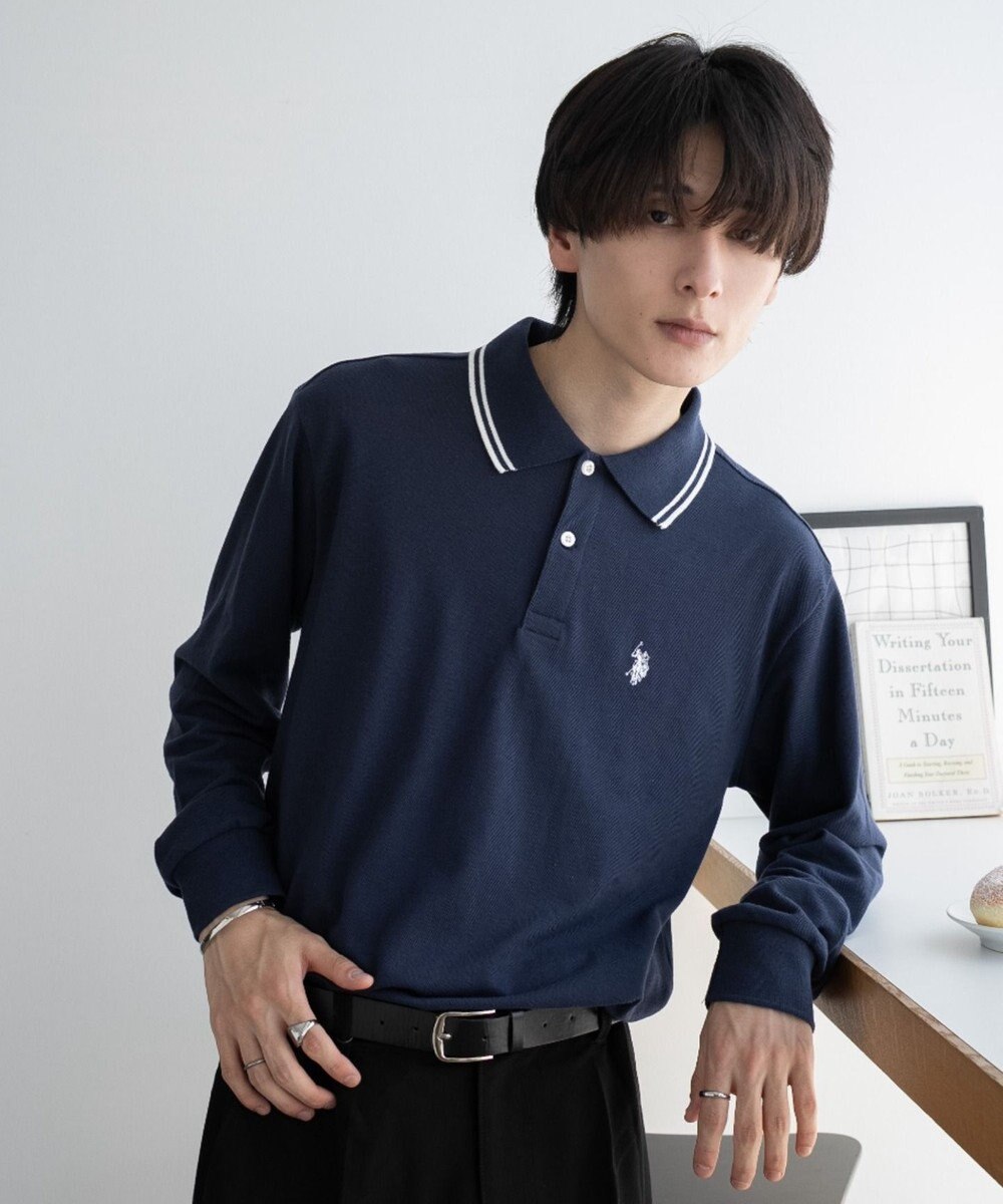 WEGO 【25年秋冬新作/ユニセックスITEM/SMLサイズ展開】別注USPOLOラインポロシャツ（長袖） 