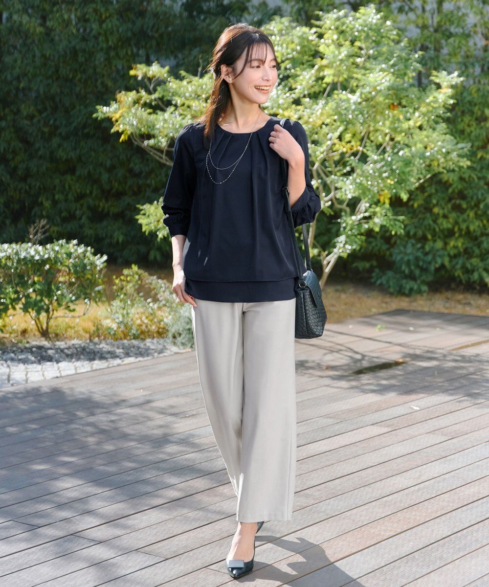 Tiaclasse 【日本製・新色追加・洗える・ストレッチ】エアシルキーワイドパンツ 