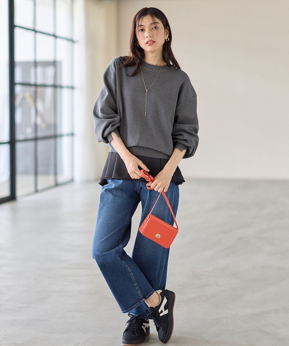 ANY L 【WEB限定】サテンコンビペプラムカットソー 